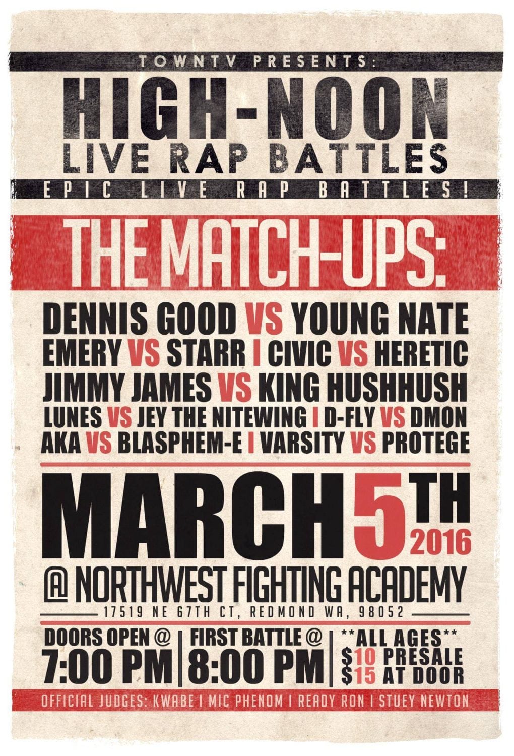 Free Tickets to TownTV High Noon Rap Battle Respect My Region