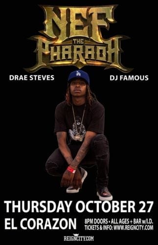 nef the pharaoh performs in Seattle thanks to reign city