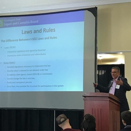 i-502 industry learns laws from LCB Director Rick Garza.