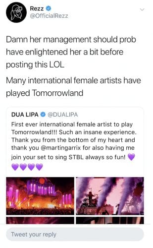 Dua Lipa Defends Herself On Twitter After Tomorrowland 2018 Statement