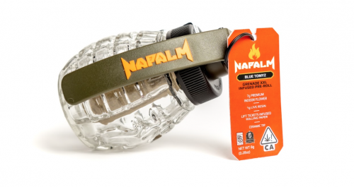 a photo of the 8 gram napalm grenade preroll joint