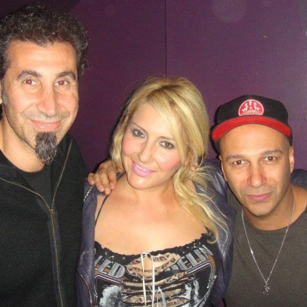 Raquel with Serj Tankian and Tom Morello 