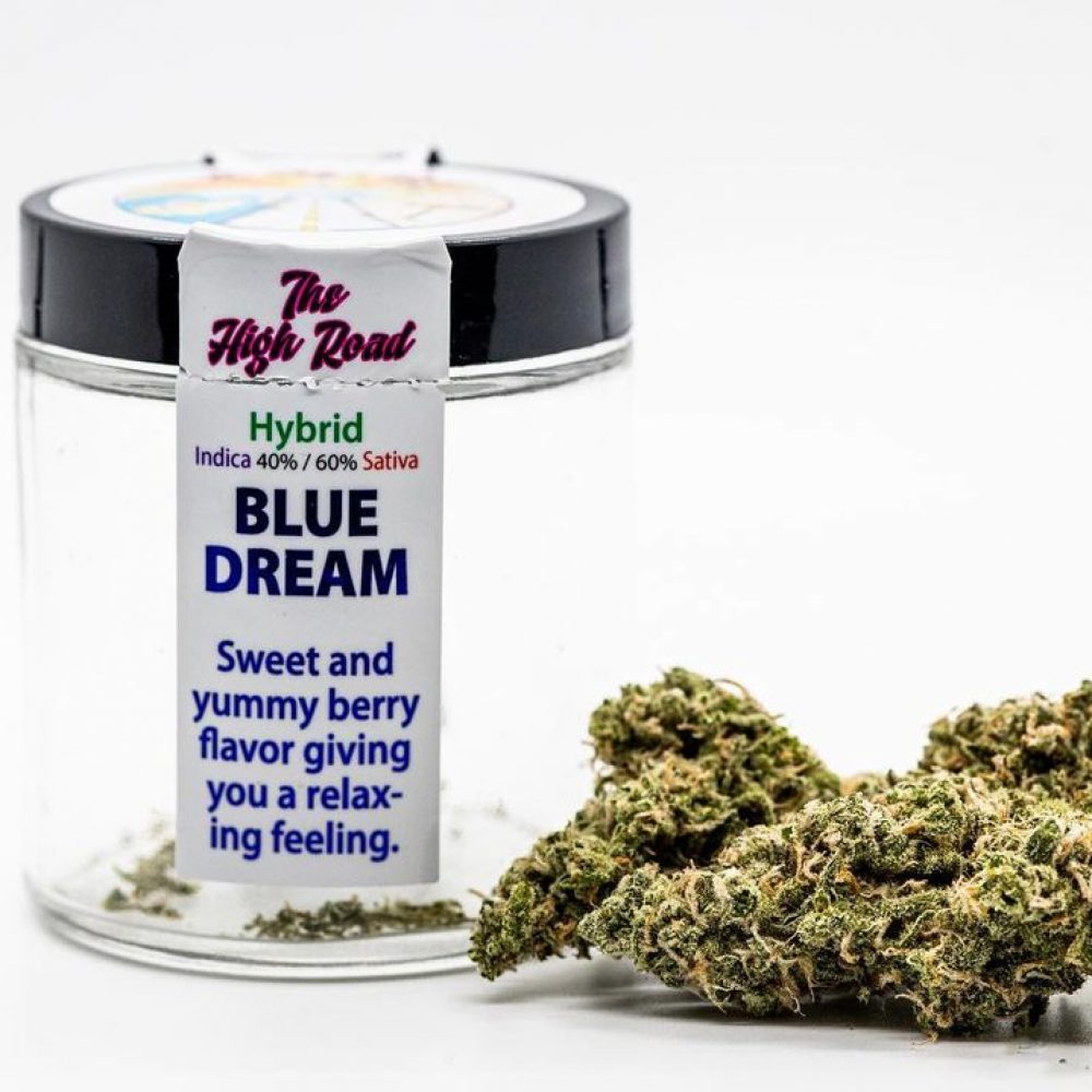 A close up photo of The High Roads Blue Dream