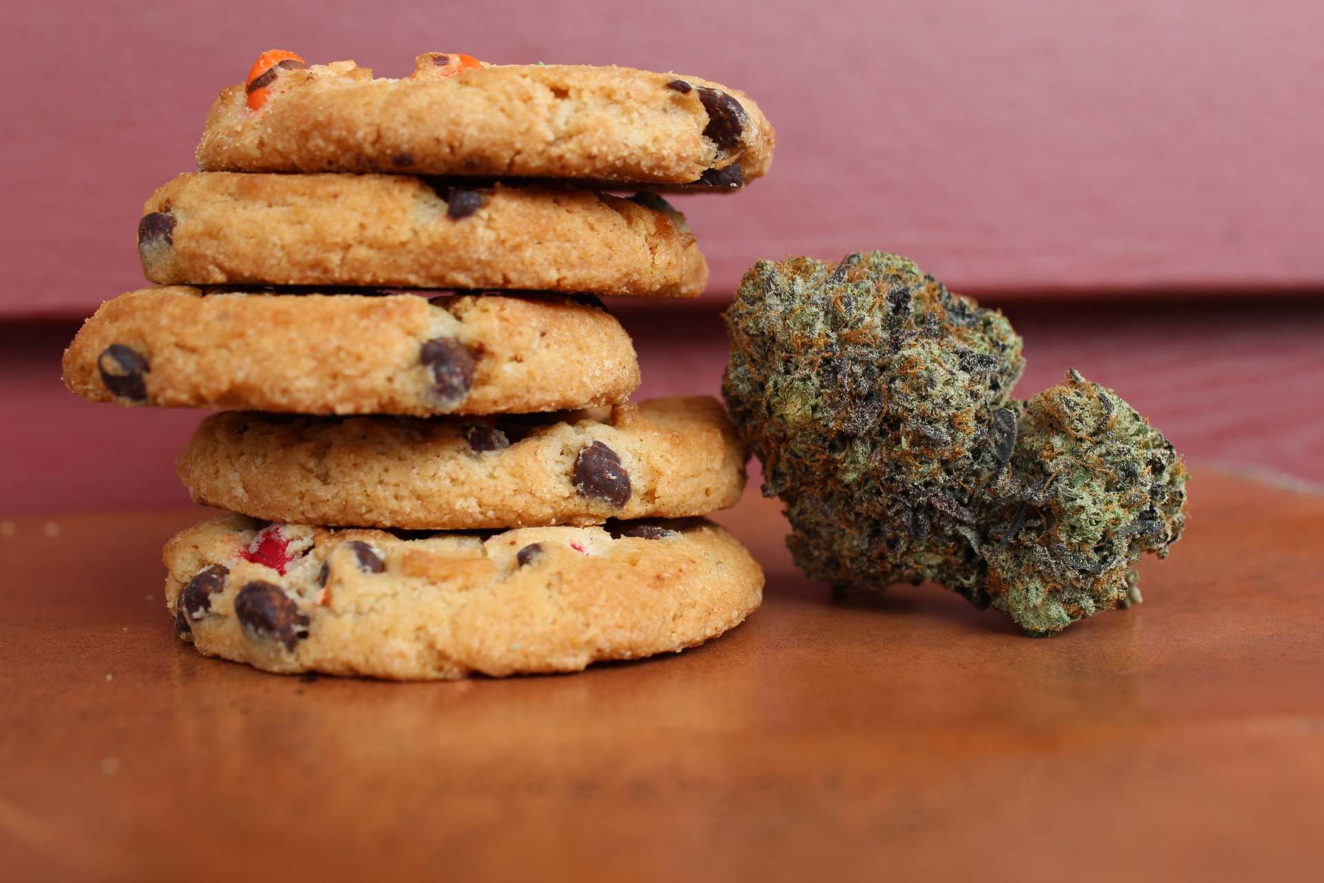 cannabis edible cookies and a nug of weed