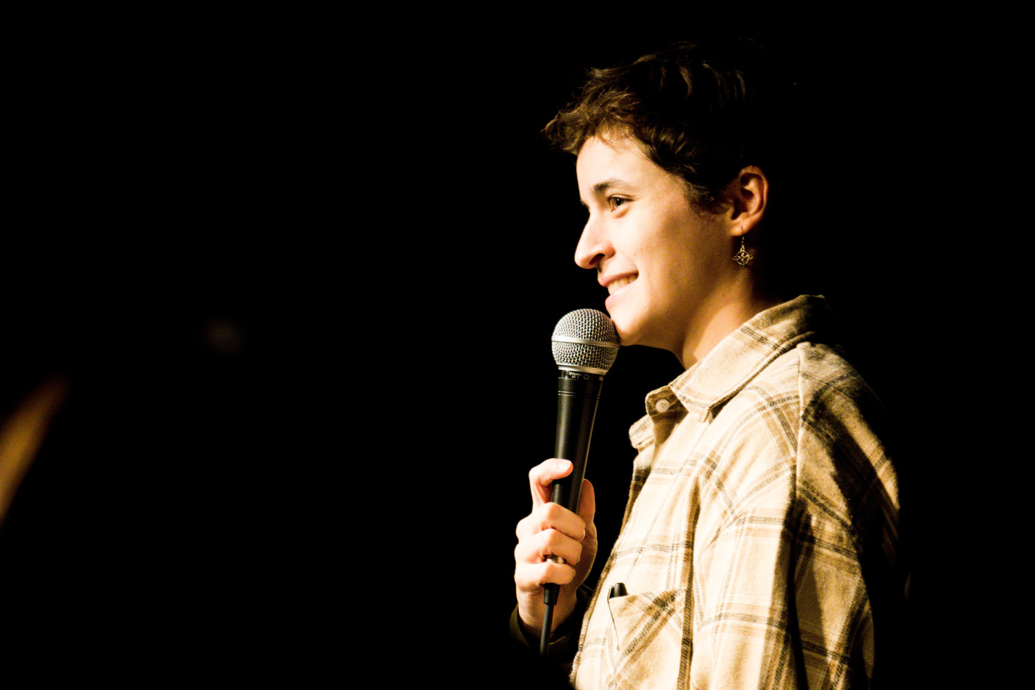 Britt Ferguson hosting the Flagship Show at the Lincoln Lodge Theater
