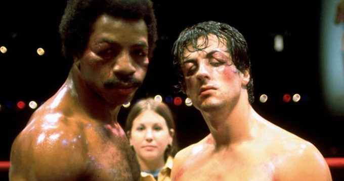 carl weathers and sylvester stallone in rocky