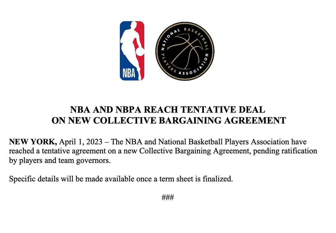nba and nbpa reach tentative deal on new collective bargaining agreement.