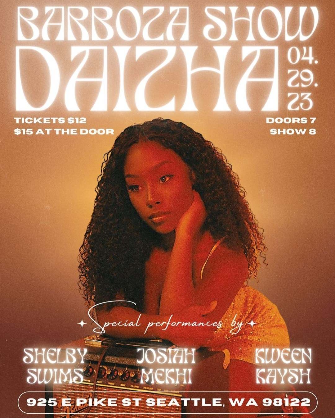 Daizha headlining at Barboza with Shelby Swims, Josiah Mekhi and Kween Kaysh