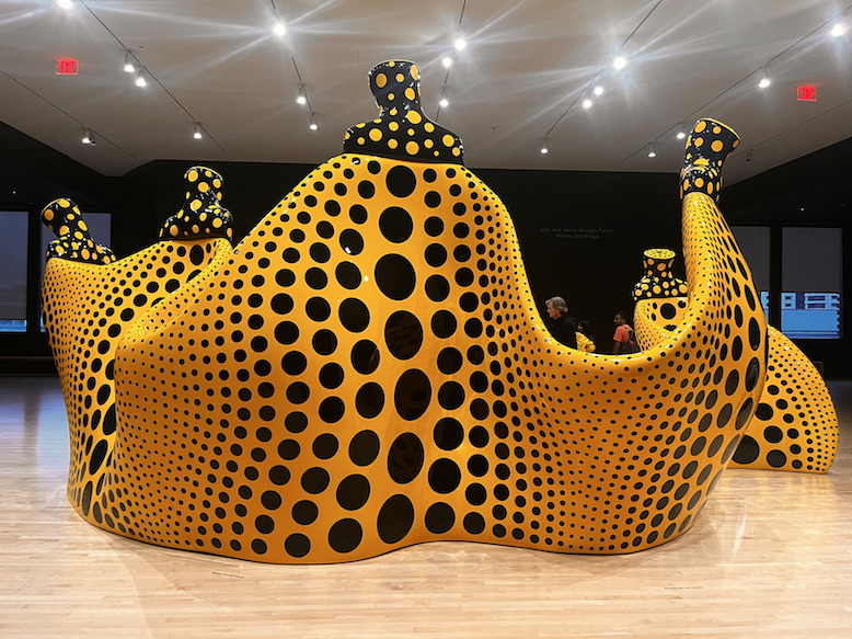 Disability Accessibility at SFMOMA.
Aspiring to Pumpkin's Love, the Love in My Heart by Yayoi Kusama. A sculpture of bronze and urethane paint.