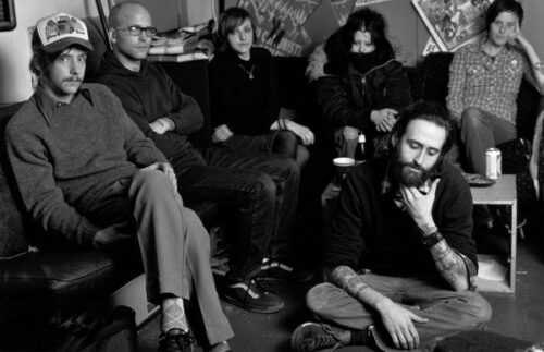 Carissa's Wierd group photo black and white photo